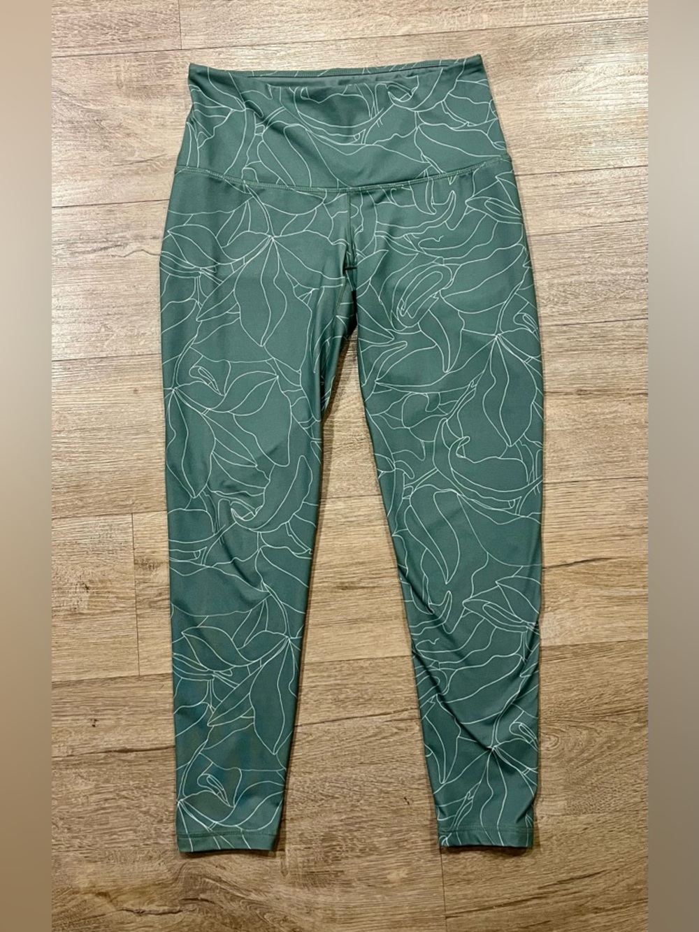 prAna Green Leaf-Print Leggings Size Medium